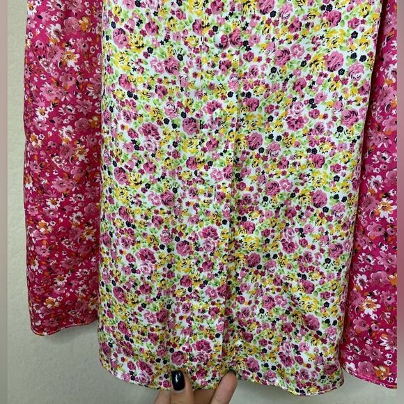 Cinq à Sept Jessica Midi Pink Yellow Dress Floral Stripe Wrap Size 0 - Picture 10 of 11